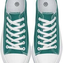 Womens Canvas Shoes Low Top Sneakers Lace Up Canvas Shoes- GREEN