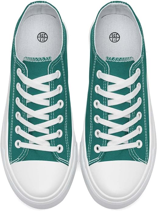 Womens Canvas Shoes Low Top Sneakers Lace Up Canvas Shoes- GREEN