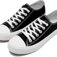 Womens Canvas Shoes Low Top Sneakers- BLACK