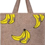 AmolikabyAnika Women Bohemian Beige Collection Of Large Tote Bags- BANANA EMROIDERY