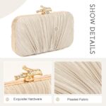 Freie Liebe Clutch Purses for Women Evening Bag Pleated Clutch Bag with Chain for Wedding Party- GOLD