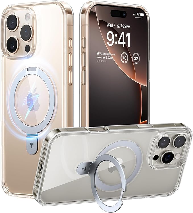 TORRAS Magnetic Ostand for iPhone 16 Pro Max Case- CLEAR