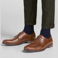 JACK & JONES Saint Leather mens Dress Shoes- COGNAC
