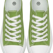 Womens Canvas Shoes Low Top Sneakers Lace Up Canvas Shoes- LEMON GREEN