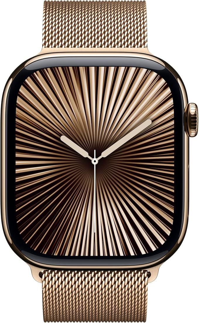 Apple Watch Series 10 GPS + Cellular 46 mm Smartwatch with Gold Titanium Case with Gold Milanese Loop -GOLD