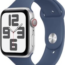 Apple Watch SE (2nd Gen) GPS + Cellular 40mm Smartwatch with Silver Aluminium Case with Denim Sport Band - SILVER