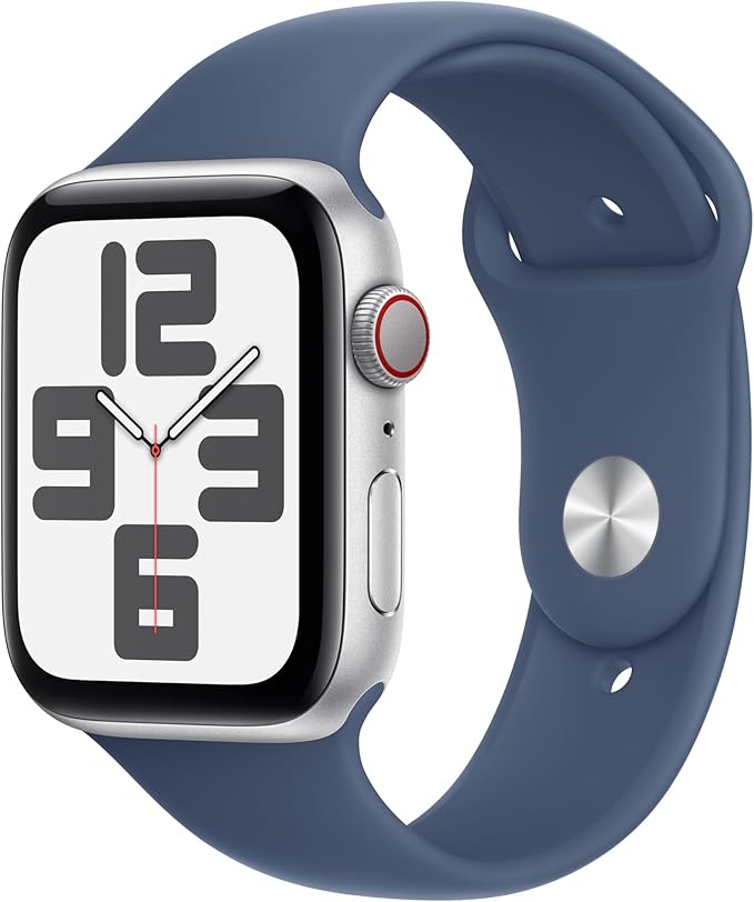Apple Watch SE (2nd Gen) GPS + Cellular 40mm Smartwatch with Silver Aluminium Case with Denim Sport Band – SILVER