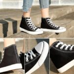 ZGR Womens Canvas Sneakers High Top Lace ups Casual Walking Shoes- HIGH TOP BLACK