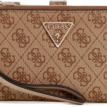 GUESS Women's Laurel Double Zip Organizer Wallet- LATTE LOGO