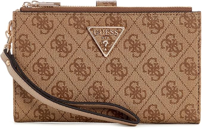 GUESS Women’s Laurel Double Zip Organizer Wallet- LATTE LOGO