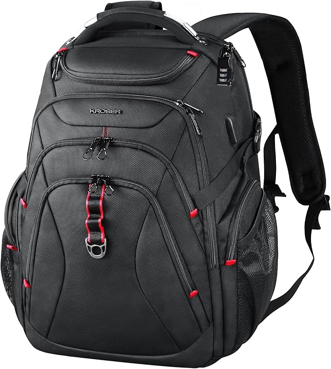 KROSER Travel Laptop Backpack Heavy Duty Computer Backpack with Hard Shell Saferoom RFID Pockets Water-Repellent Business College Daypack Stylish School Laptop Bag