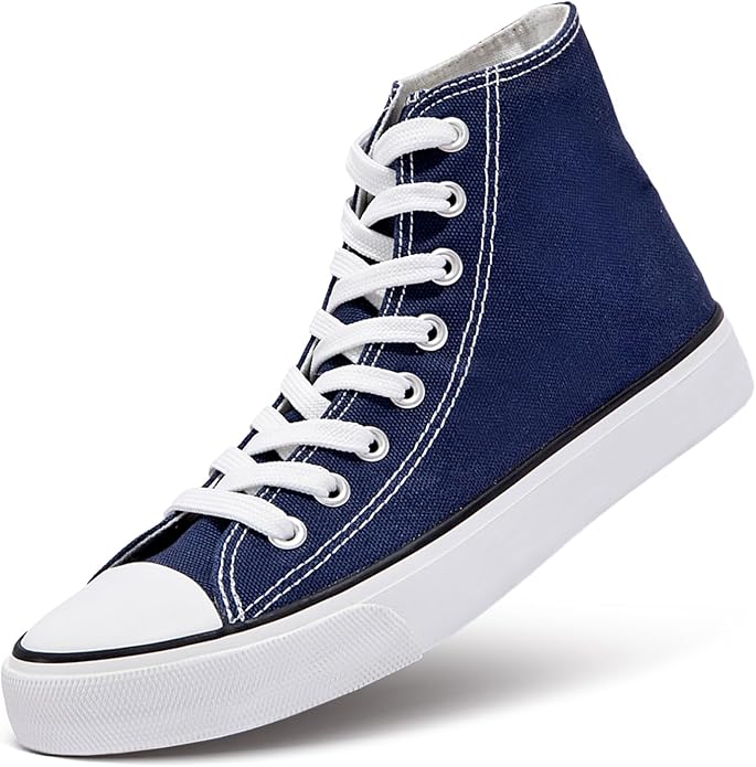 ZGR Womens Canvas Sneakers High Top Lace ups Casual Walking Shoes- NAVY BLUE