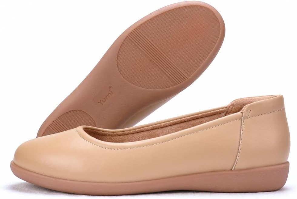 Yumi AirEase Ballet flats women soft leather shoes- COSMIC LATTE BEIGE