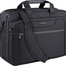 KROSER 17.3-18.5" Laptop Bag Laptop Briefcase Shoulder Bag Expandable Capacity For Travel/Business/Men-Black