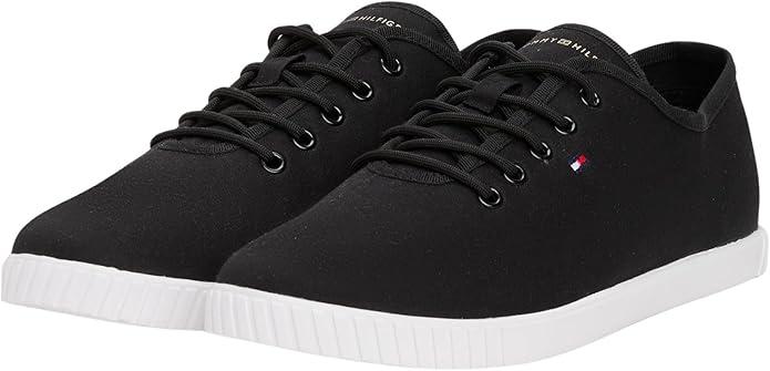 Tommy Hilfiger CANVAS LACE UP SNEAKER womens Sneakers- BLACK