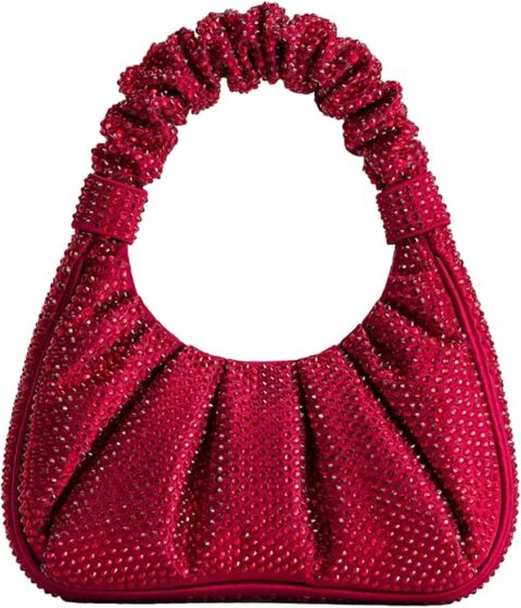 JW PEI Women's Gabbi Ruched Hobo Handbag- CRYSRAL RED