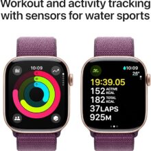 Apple Watch Series 10 GPS 42 mm Smartwatch with Rose Gold Aluminium Case with Plum Sport Loop- ROSE GOLD