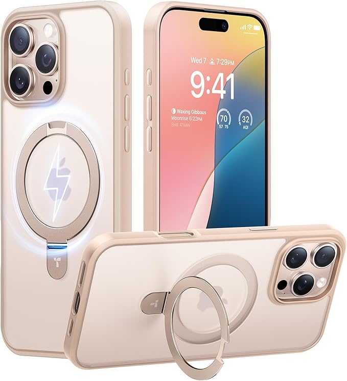 TORRAS Magnetic Ostand for iPhone 16 Pro Max Case- DESSER TITANIUM