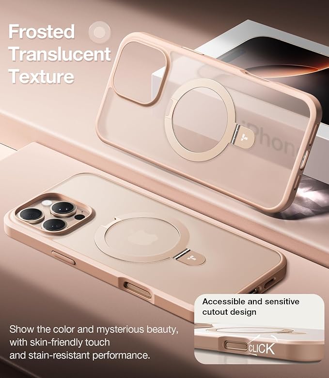 TORRAS Magnetic Ostand for iPhone 16 Pro Max Case- DESSER TITANIUM - Image 3