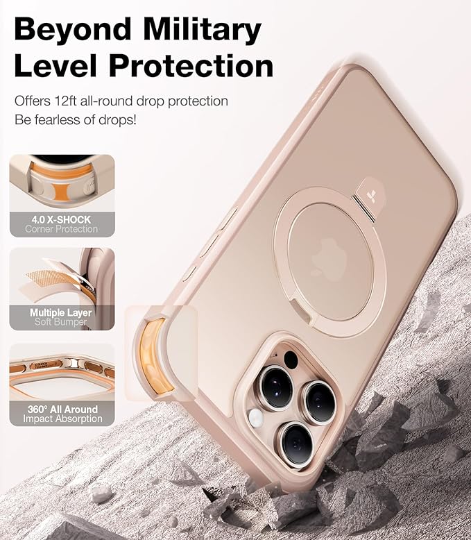 TORRAS Magnetic Ostand for iPhone 16 Pro Max Case- DESSER TITANIUM - Image 4