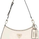 GUESS Womens Noelle Top Zip Shoulder Bag Handbag- WHITE