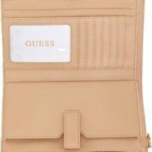 GUESS Women's Laurel Double Zip Organizer Wallet- LATTE LOGO