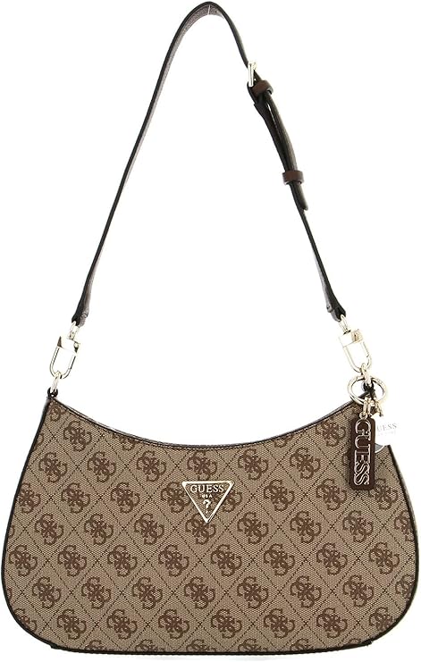 GUESS Womens Noelle Top Zip Shoulder Bag Handbag- BROWN