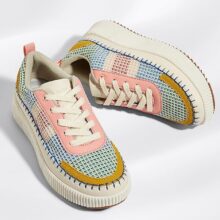 LUCKY STEP Women's Platform Sneakers Rhinestone Fashion Chunky Casual Sparkly Retro Braided Walking Shoes