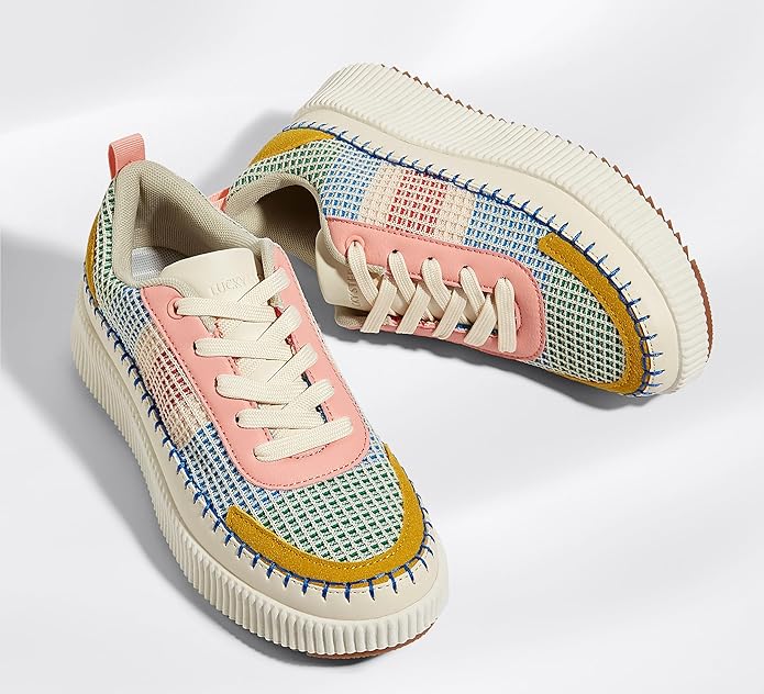 LUCKY STEP Women’s Platform Sneakers Rhinestone Fashion Chunky Casual Sparkly Retro Braided Walking Shoes