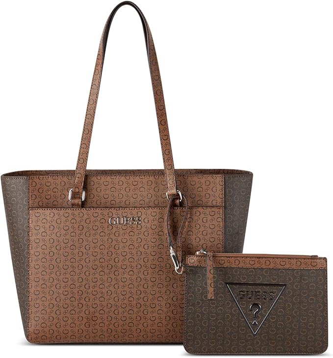 GUESS Womens Delphine Tote Handbag- COCOA