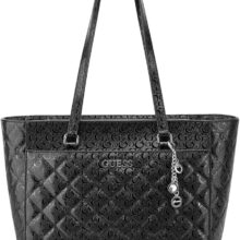 GUESS Womens Delphine Tote Handbag Limited time deal- BLACK